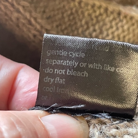 Berretti Sweater Tunic Cowl Neck Sleeveless Tie Waist Tan M - Picture 10 of 12